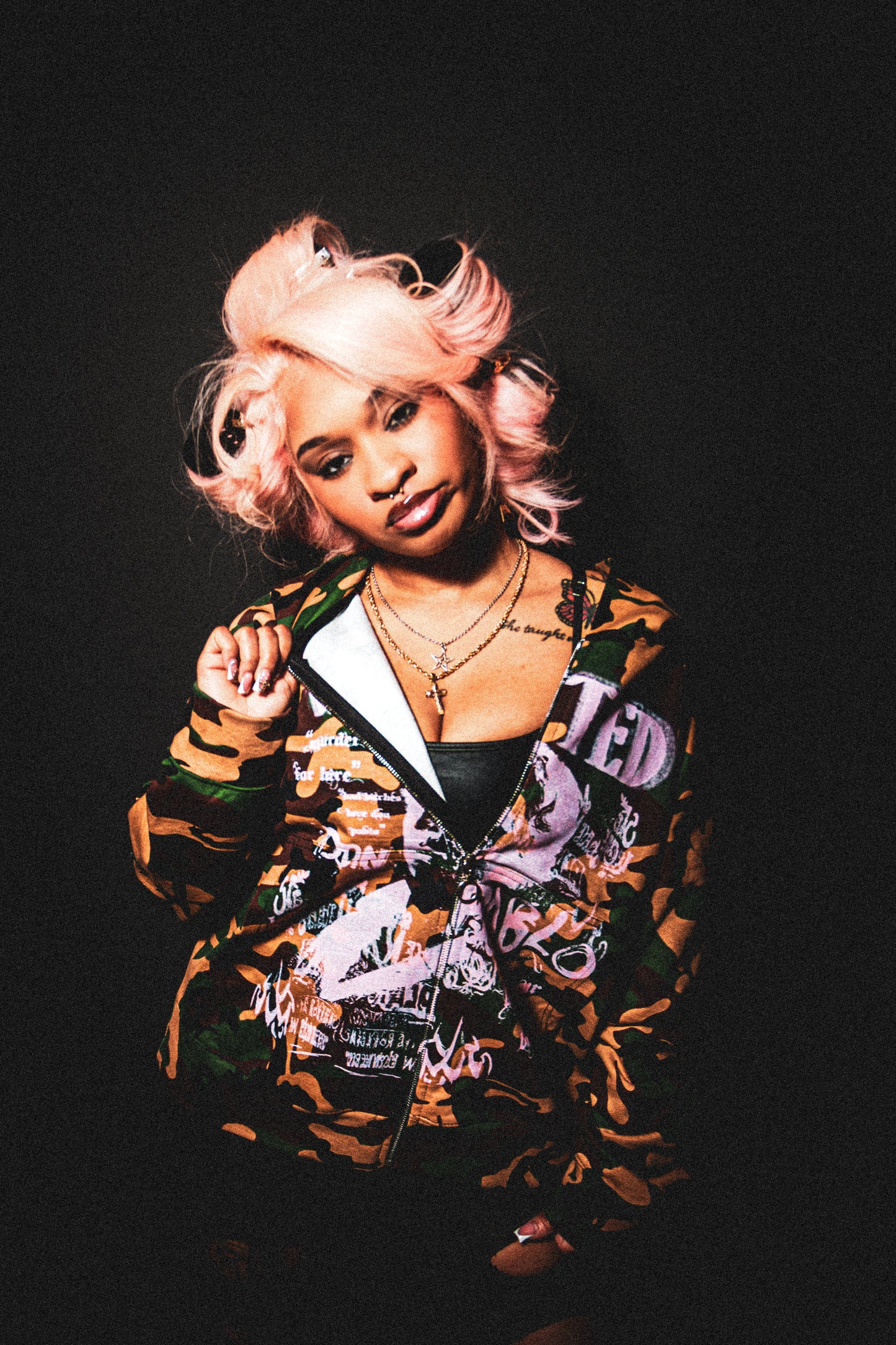 PINK "WANTED" CAMO HOODIE