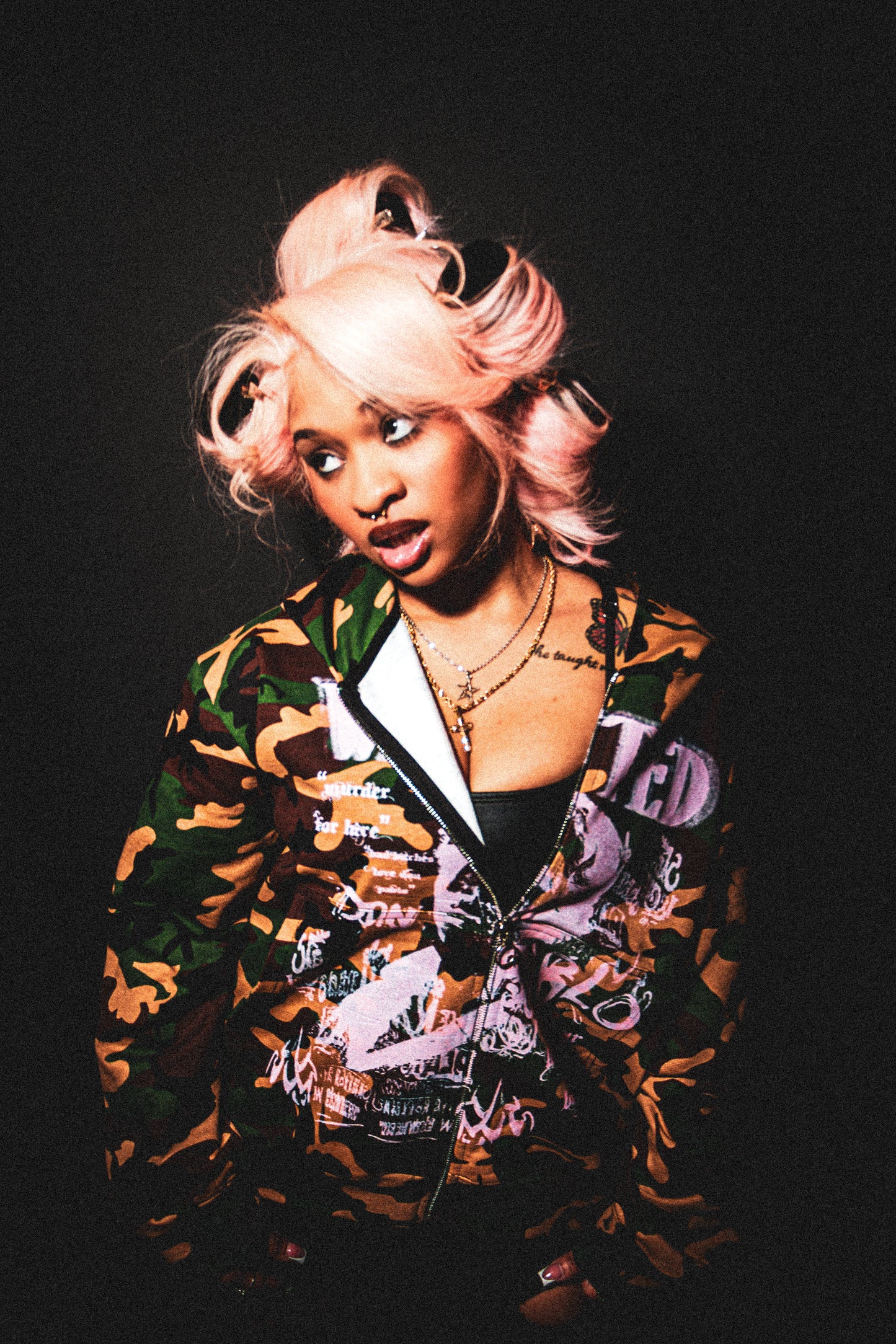 PINK "WANTED" CAMO HOODIE