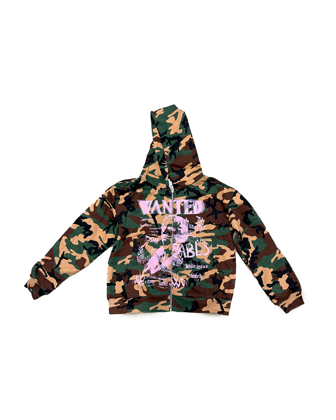 PINK "WANTED" CAMO HOODIE