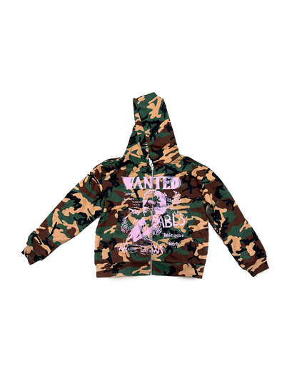 PINK "WANTED" CAMO HOODIE