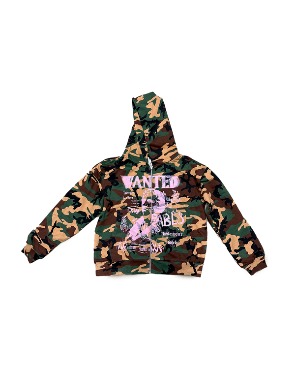 PINK "WANTED" CAMO HOODIE